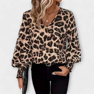 Elegante blouse met luipaardprint