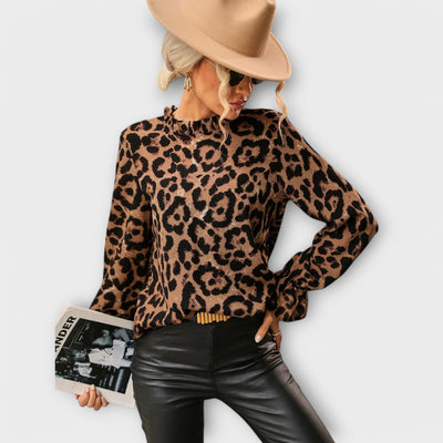 Leoblouse met geplooide kraag