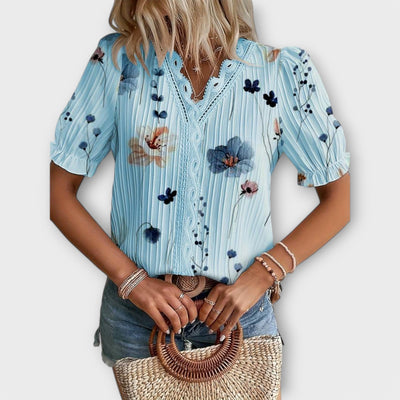 Modieuze blouse met spitse halslijn