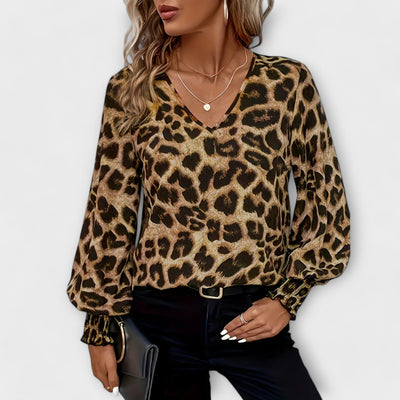 Elegante blouse met luipaardprint