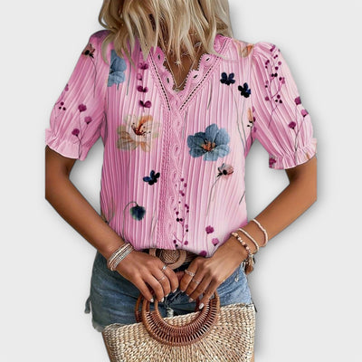 Modieuze blouse met spitse halslijn