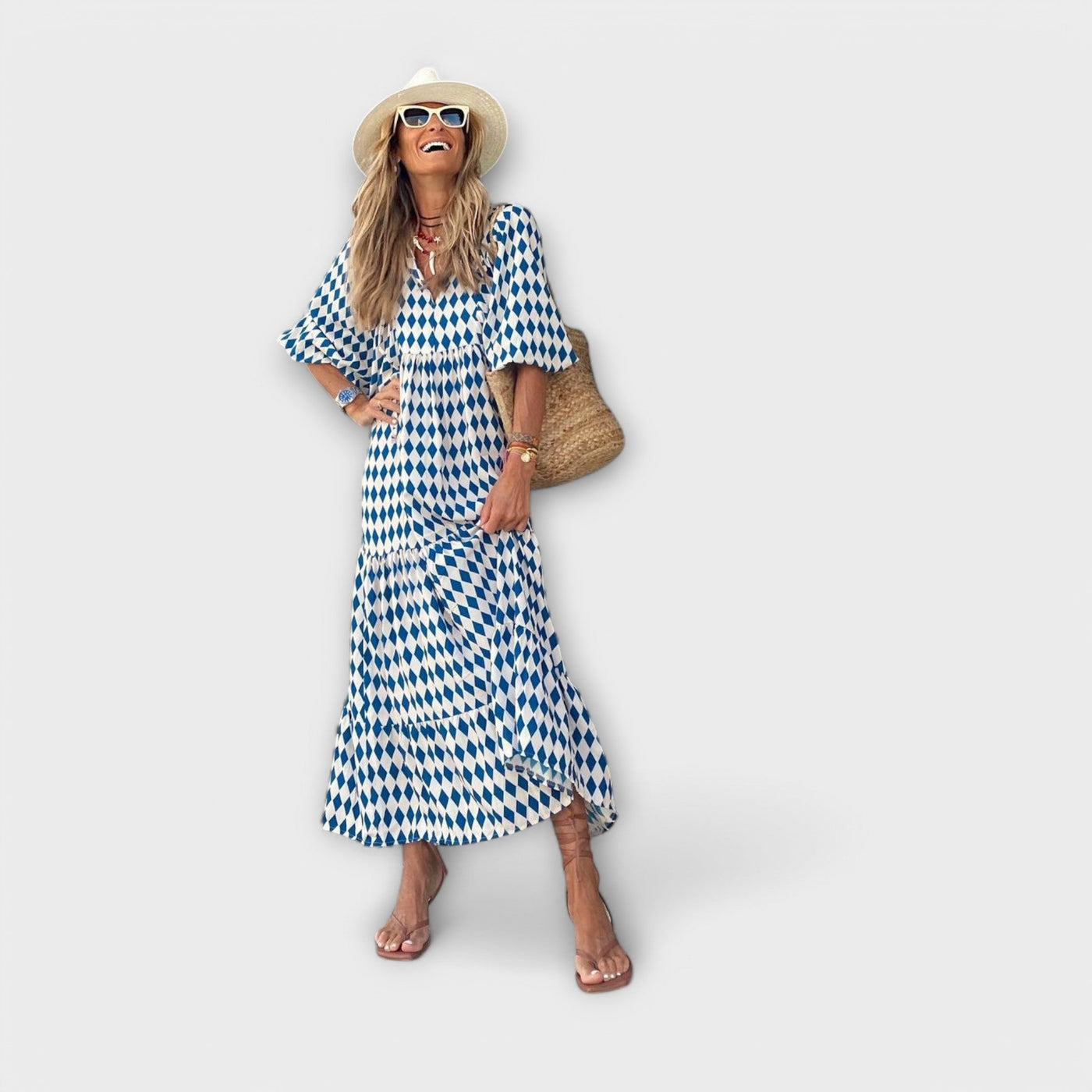 Elegante Geometrische Maxi Jurk