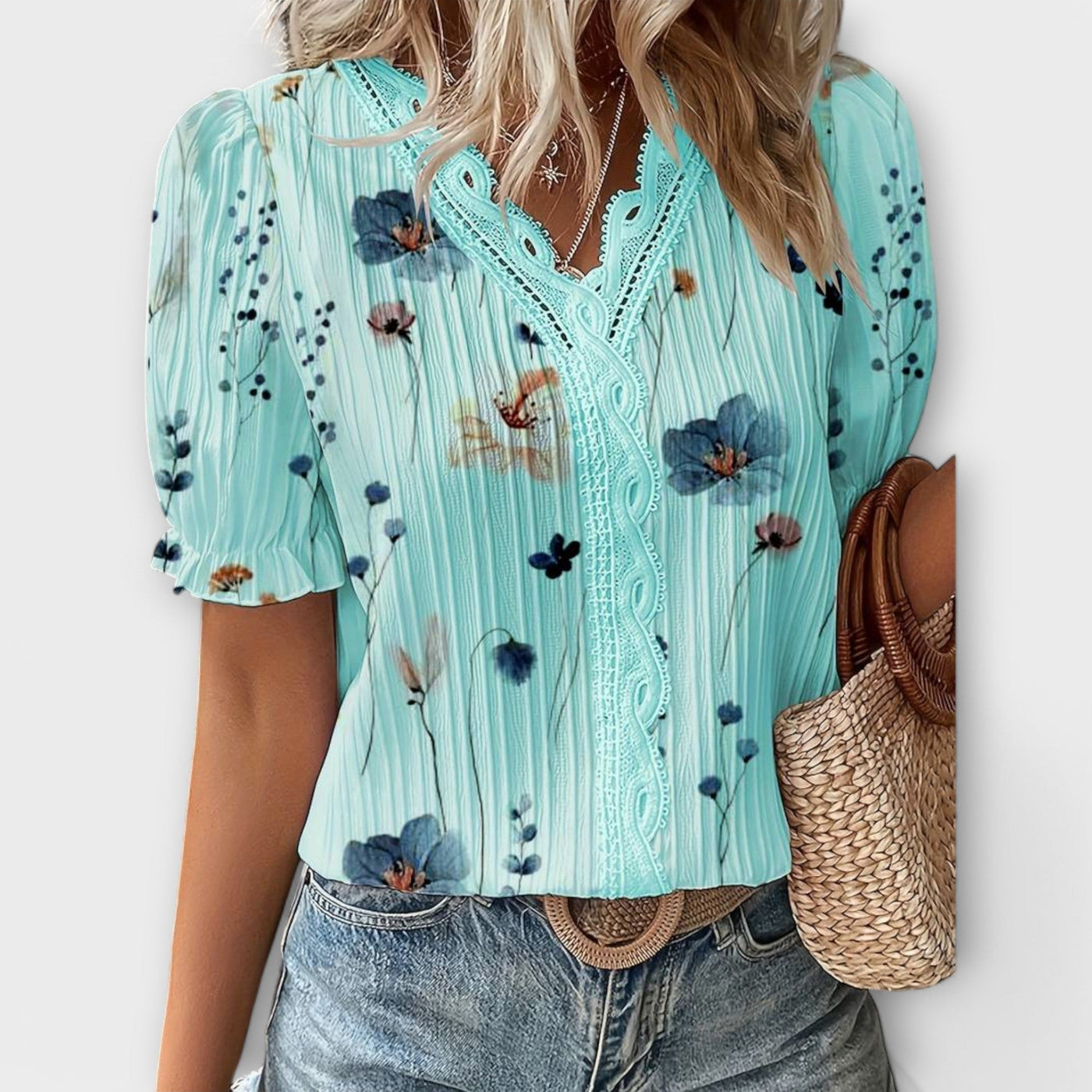 Modieuze blouse met spitse halslijn