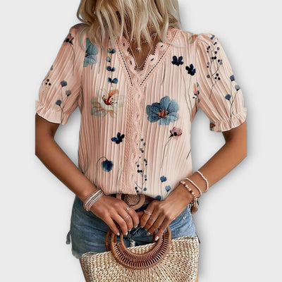 Modieuze blouse met spitse halslijn